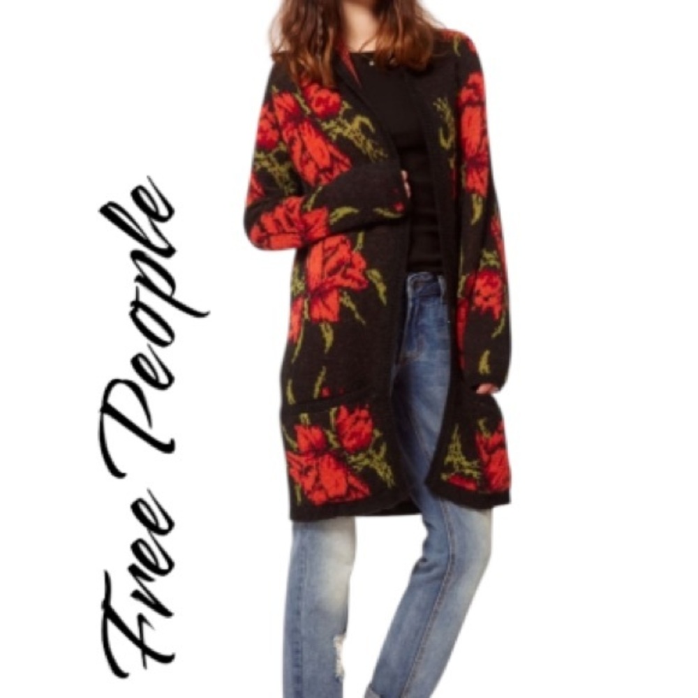 Free People Flower Power Cardigan /wool Blend /Duster💥HTF -Deadstock